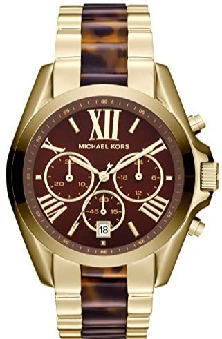 Buy Shop Michael Kors Bradshaw Chronograph Brown Dial Two Tone Steel Strap Watch For Women - MK5696 USA Online