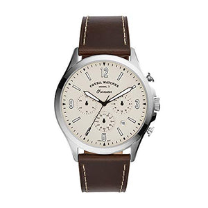Buy Shop Fossil Forrester Chronograph White Dial Brown Leather Strap Watch for Men - FS5696 USA Online