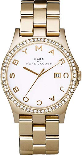 Buy Shop Marc Jacobs Henry Diamonds White Dial Gold Steel Strap Watch for Women - MBM3045 USA Online