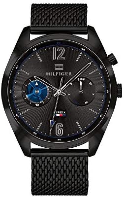 Buy Shop Tommy Hilfiger Deacon Analog Black Dial Black Mesh Bracelet Watch for Men - 1791547 USA Online