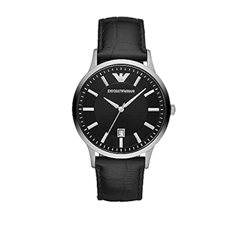 Buy Shop Emporio Armani Renato Analog Black Dial Black Leather Strap Watch For Men - AR11186 USA Online
