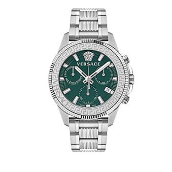 Buy Shop Versace Greca Action Chronograph Quartz Green Dial Silver Steel Strap Watch for Men - VE3J00422 USA Online
