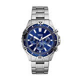 Buy Shop Fossil Garrett Chronograph Blue Dial Silver Steel Strap Watch for Men - FS5623 USA Online