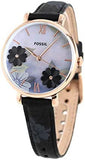 Buy Shop Fossil Jacqueline Mother of Pearl Dial Black Leather Strap Watch for Women - ES4535 USA Online