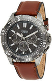Buy Shop Fossil Garrett Chronograph Grey Dial Brown Leather Strap Watch for Men - FS5770 USA Online