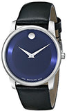 Movado Museum Blue Dial Black Leather Strap Watch For Women - 0606611