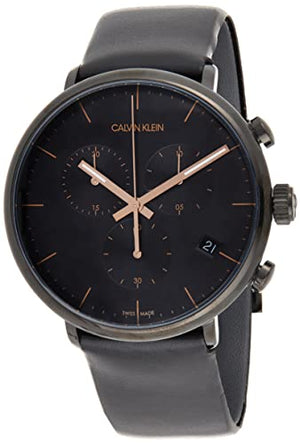 Buy Shop Calvin Klein High Noon Black Dial Black Leather Strap Watch for Men - K8M274CB USA Online