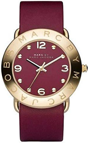 Buy Shop Marc Jacobs Amy Red Dial Burgundy Leather Strap Watch for Women - MBM1152 USA Online