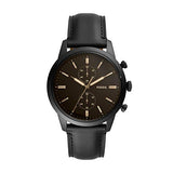 Buy Shop Fossil Goodwin Chronograph Black Dial Black Leather Strap Watch for Men - FS5585 USA Online