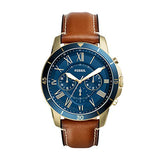 Buy Shop Fossil Grant Sport Chronograph Blue Dial Brown Leather Strap Watch for Men - FS5268 USA Online
