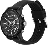 Buy Shop Armani Exchange Outerbanks Chronograph Black Dial Black Silicone Strap Watch For Men - AX1326 USA Online