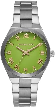 Buy Shop Michael Kors Lennox Three-Hand Green Dial Silver Steel Strap Watch for Women - MK7463 USA Online