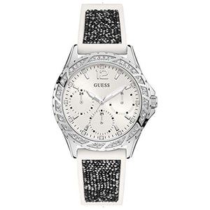 Buy Shop Guess Swirl Quartz Silver Dial White Silicone Strap Watch for Women - W1096L1 USA Online