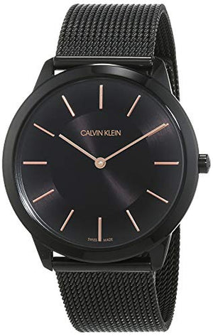 Buy Shop Calvin Klein Minimal Black Dial Black Mesh Bracelet Watch for Men - K3M21421 USA Online