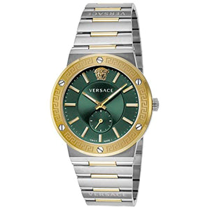 Buy Shop Versace Greca Green Dial Silver Steel Strap Watch for Men - VEVI00420 USA Online