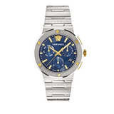 Buy Shop Versace Greca Quartz Blue Dial Silver Steel Strap Watch For Men - VEZ900221 USA Online