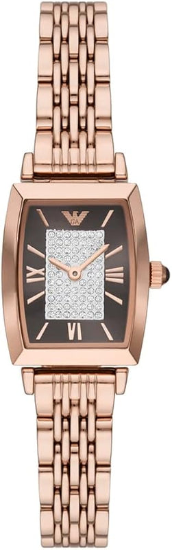 Buy Shop Emporio Armani Gianni T-Bar Analog Crystal Brown Dial Rose Gold Steel Strap Watch For Women - AR11407 USA Online