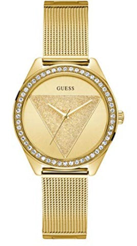Buy Shop Guess Tri Glitz Quartz Diamonds Gold Dial Gold Mesh Bracelet Watch For Women - W1142L2 USA Online