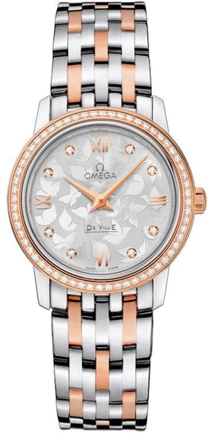 Buy Shop Omega De Ville Prestige Quartz Diamonds Silver Dial Two Tone Steel Strap Watch for Women - 424.25.27.60.52.001 USA Online