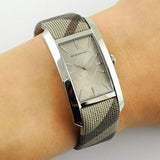 Buy Shop Burberry Nova Check Silver Dial Two Tone Leather Strap Watch For Women - BU9404 USA Online