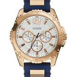 Buy Shop Guess Interpid White & Rose Gold Dial Blue Silicone Strap Watch For Women - W0325L8 USA Online