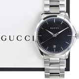 Gucci G Timeless Black Dial Silver Steel Strap Unisex Watch - YA126457