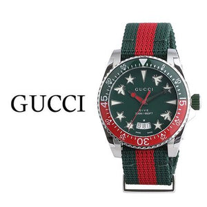Buy Shop Gucci Dive Quartz Green Dial Two Tone NATO Strap Watch For Men - YA136339 USA Online