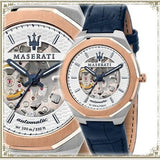 Buy Shop Maserati Stile Automatic Limited Edition White Dial Blue Leather Strap Watch For Men - R8821142001 USA Online