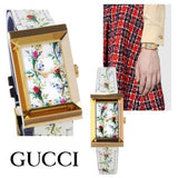 Buy Shop Gucci G-Frame Floral Mother of Pearl Dial White Leather Strap Watch For Women - YA147407 USA Online