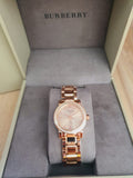 Burberry The City Diamonds Rose Dial Rose Gold Steel Strap Watch for Women - BU9225