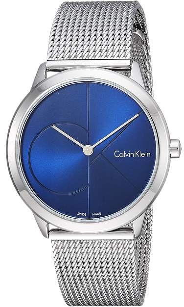 Buy Shop Calvin Klein Minimal Blue Dial Silver Mesh Bracelet Watch for Women - K3M2212N USA Online