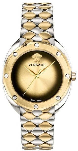 Buy Shop Versace Shadov Quartz Gold Dial Two Tone Steel Strap Watch for Women - VEBM00518 USA Online