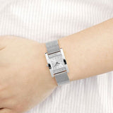 Buy Shop Guess Nouveau Diamonds Silver Dial Silver Mesh Bracelet Watch for Women - W0127L1 USA Online
