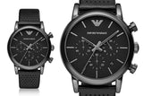 Buy Shop Emporio Armani Luigi Chronograph Black Dial Black Leather Strap Watch For Men - AR1737 USA Online