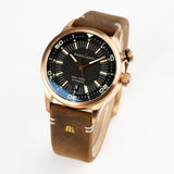 Maurice Lacroix Pontos Diver Limited Edition Black Dial Brown Leather Strap Watch For Men - PT6248-BRZ01-330-3