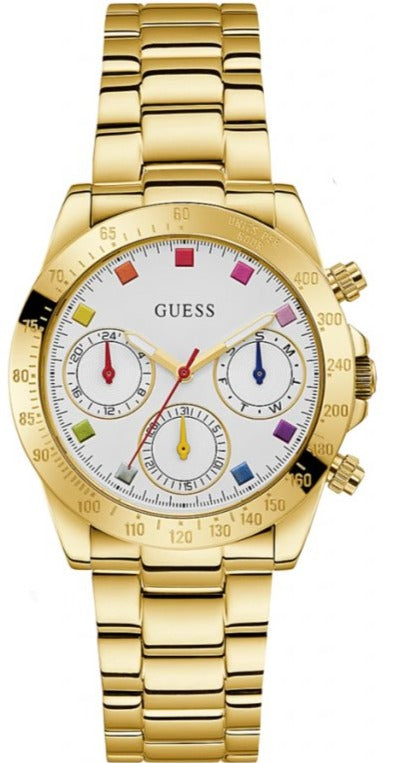 Buy Shop Guess Exclusive Multi Color White Dial Gold Steel Strap Watch for Women - GW0457L1 USA Online
