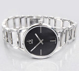 Buy Shop Calvin Klein Stately Black Dial Silver Steel Strap Watch for Women - K3G23121 USA Online
