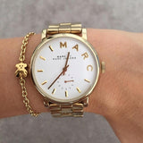 Buy Shop Marc Jacobs Baker White Dial Gold Steel Strap Watch for Women - MBM3243 USA Online