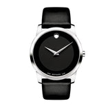 Buy Shop Movado Museum Black Dial Black Leather Strap Watch For Men - 606502 USA Online