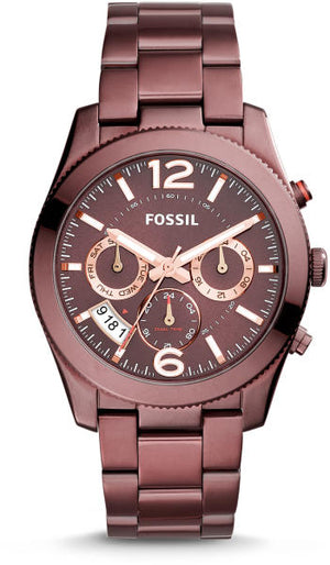 Buy Shop Fossil Perfect Boyfriend Multifunction Maroon Dial Maroon Steel Strap Watch for Women - ES4110 USA Online
