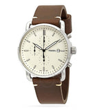Buy Shop Fossil The Commuter White Dial Brown Leather Strap Watch for Men - FS5402 USA Online