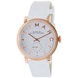 Buy Shop Marc Jacobs Baker White Dial White Leather Strap Watch for Women - MBM1283 USA Online