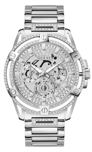 Buy Shop Guess King Quartz Silver Dial Silver Steel Strap Watch For Men - GW0497G1 USA Online