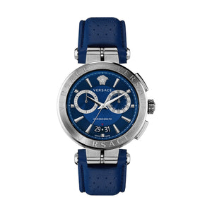 Buy Shop Versace Aion Chronograph Blue Dial Blue Leather Strap Watch for Men - VE1D01220 USA Online