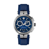 Versace Aion Chronograph Quartz Blue Dial Blue Leather Strap Watch for Men - VE1D01220