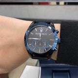 Maserati Traguardo Sports Blue Dial Black Rubber Strap Watch For Men - R8871612006