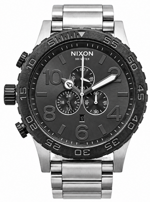 Nixon 51-30 Chrono Grey Dial Silver Steel Strap Watch for Men - A083-1762