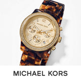 Buy Shop Michael Kors Runway Chronograph Gold Dial Brown Acetate Strap Watch for Women - MK7475 USA Online