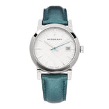 Buy Shop Burberry White Dial Turquoise Leather Strap Watch for Women - BU9120 USA Online