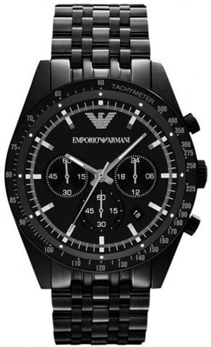 Buy Shop Emporio Armani Tazio Chronograph Black Dial Black Steel Strap Watch For Men - AR5989 USA Online